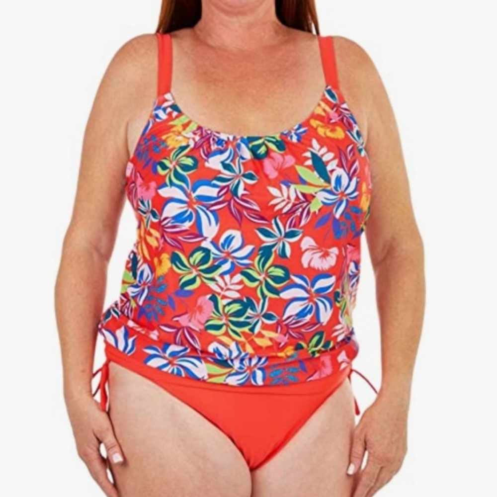 Caribbean Joe 2pc floral tankini plus size 20W 22W new!!!